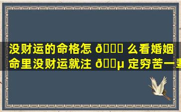 没财运的命格怎 🐞 么看婚姻（命里没财运就注 🌵 定穷苦一辈子吗）